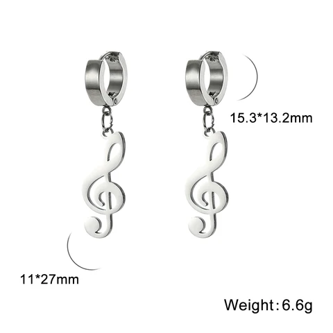 Unift Серьги-подвески музыкальный символ из нержавеющей стали
