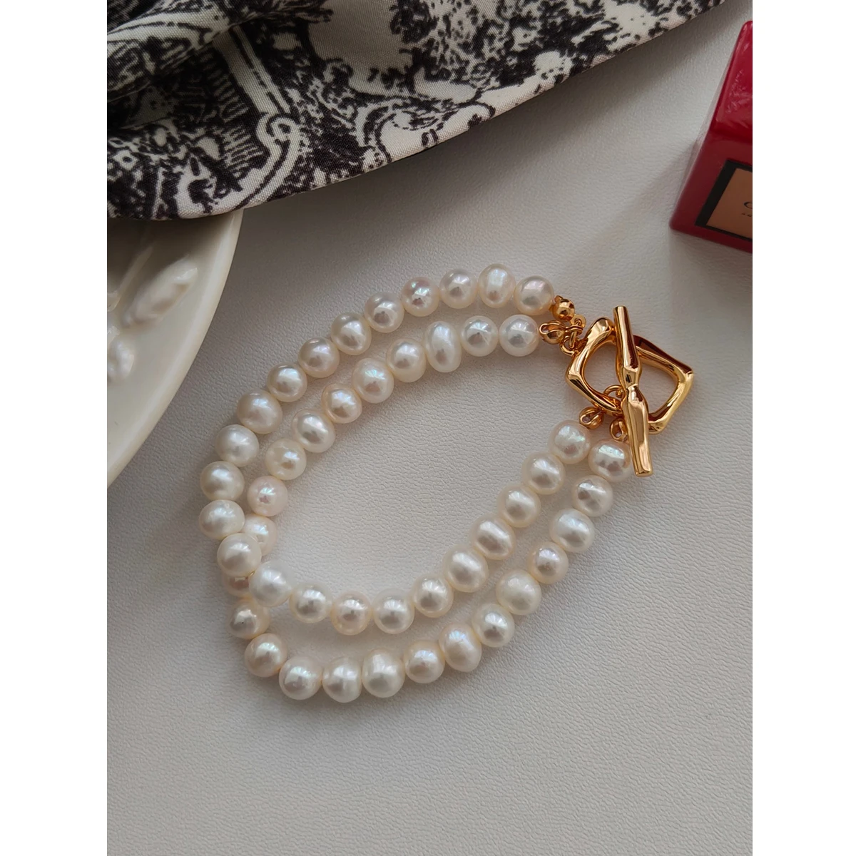 Браслет из серебра 925 пробы с жемчугом QKX