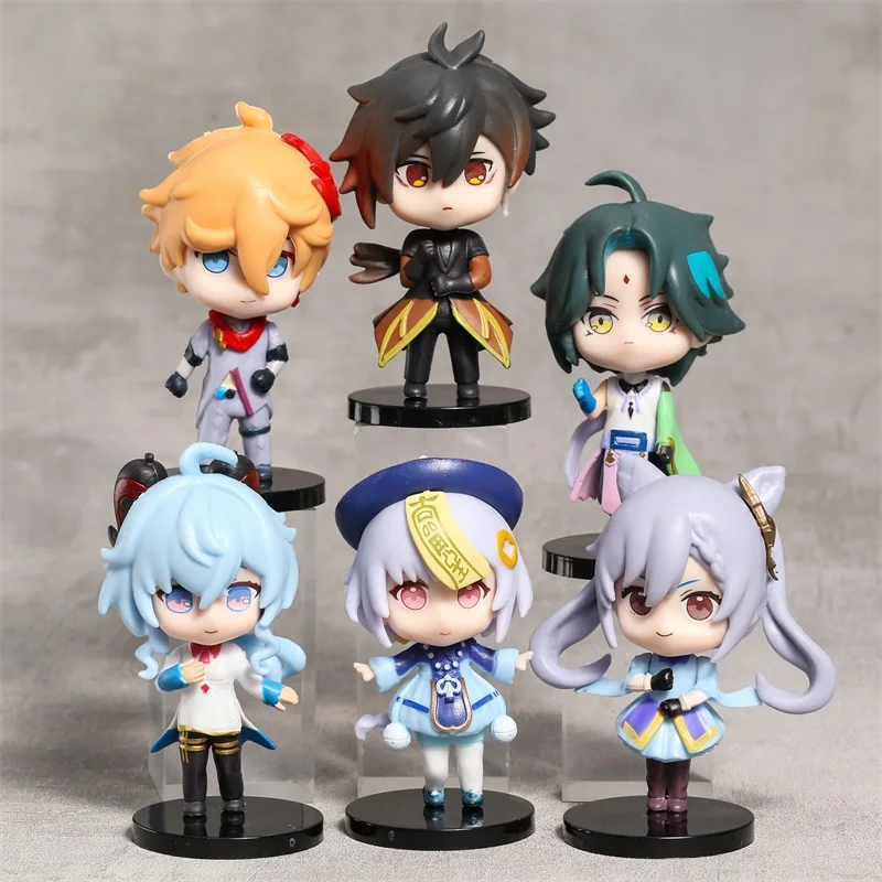 

Genshin Impact Xiao Keqing Qiqi Morax Tartaglia Ganyu Anime Dolls Decoration Collection Figurine Toys 6pcs/set