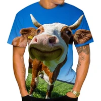 new summer 3d printed mens and womens t shirts cow grain casual short sleeved funny animal breathable lightweight sports tops