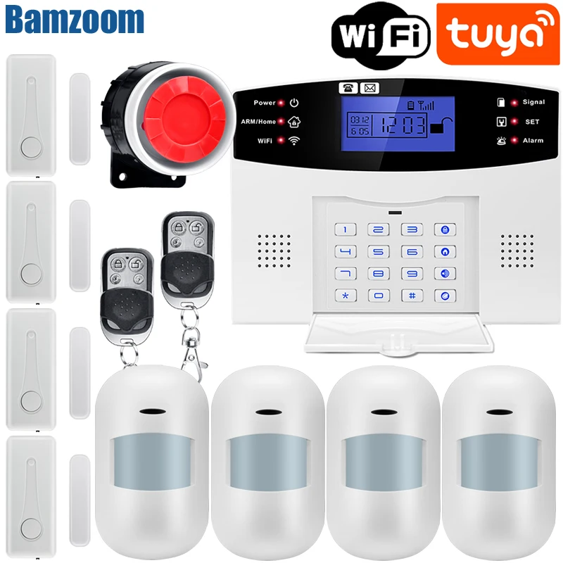 

Wireless Tuya APP SIM GSM Home Burglar Security LCD Keyboard WIFI GSM Alarm System Sensor kit Ru/EN/SP Voice