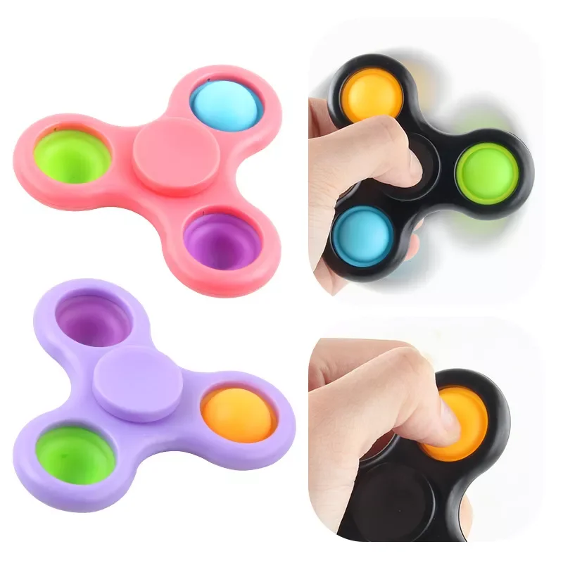 Fidget Toys New Exotic Decompression Three-finger Fidget Spinner Its Push Bubble Music ABS Silicone Spinner Boy Toy Gifts