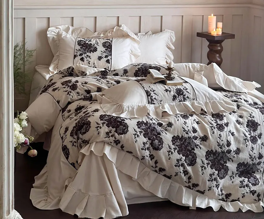 Винтажный французский пасторальный постельный комплект полный королевский