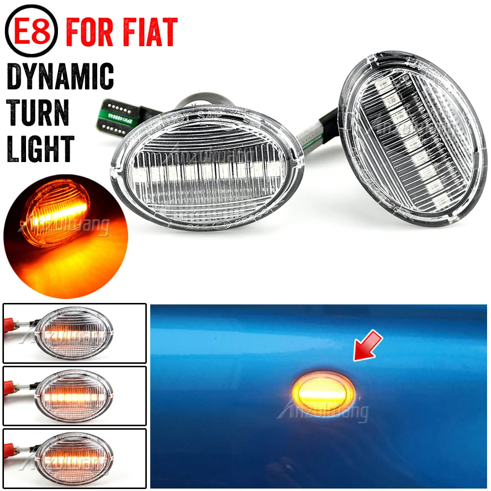 

2Pcs Car Side Marker Lights Turn Signal For FIAT 500 500C 500L LED Dynamic T10 Lamps For Abarth 500 595 695 Car Fender Lights