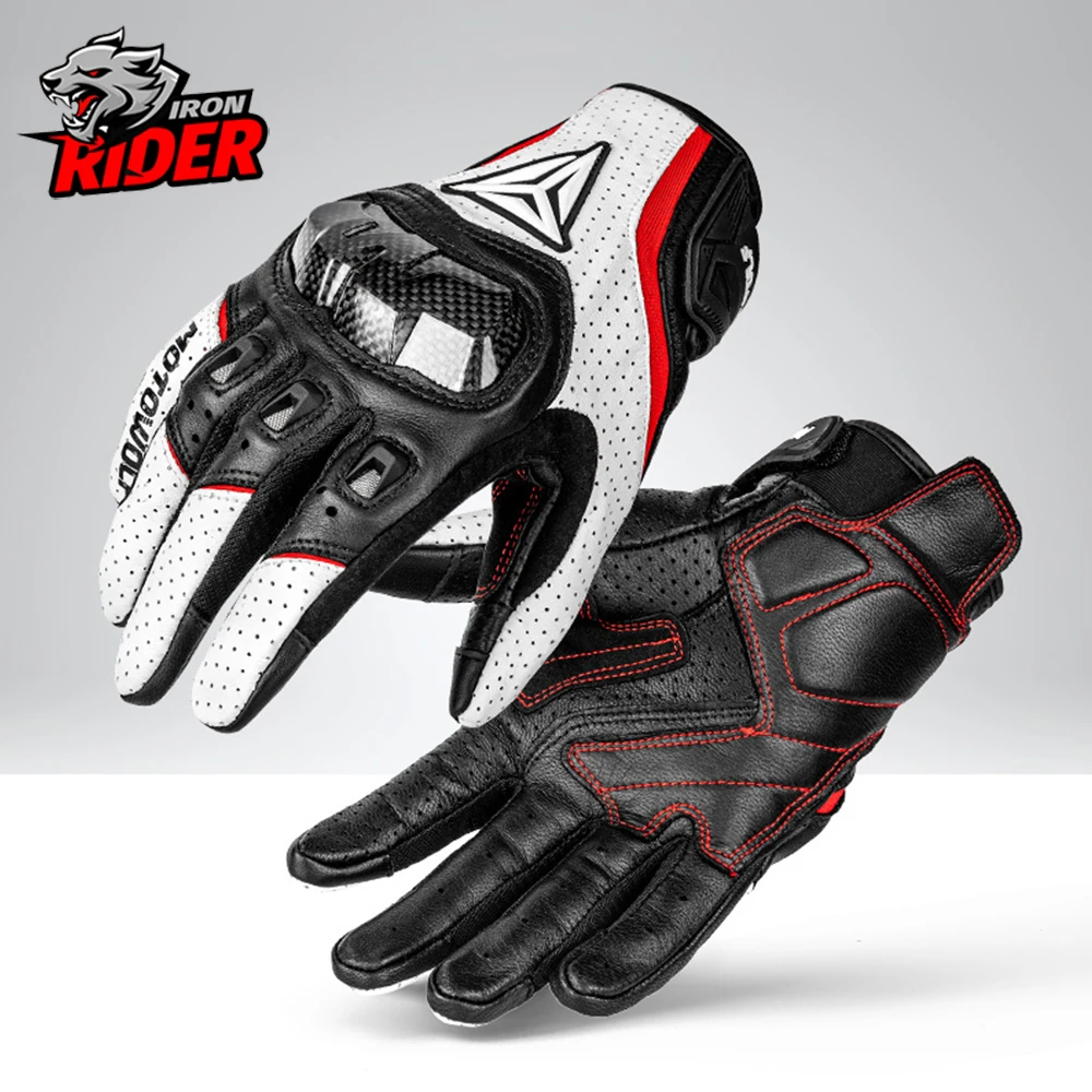 

Motorcycle Gloves Men Leather Gloves Summer Cycling Motorbike Guantes Moto Motocross Bicycle Touch Screen Breathable Protective