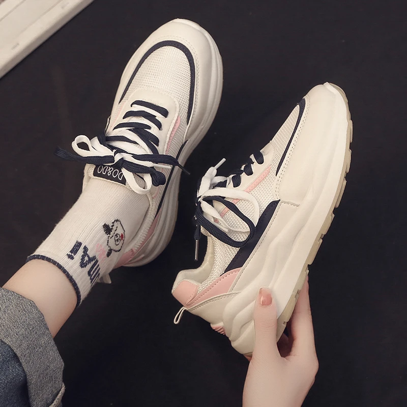 

Кроссовки женские на танкетке, дышащие, с круглым носком