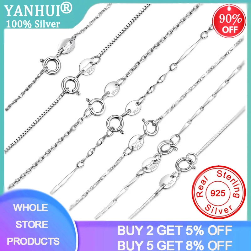 

YANHUI With Certificate Classic Basic Chain Tibetan Silver S925 Necklace Women Accessories Chain Fashion Jewelry SCA009-45