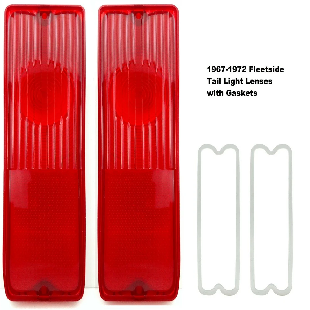 

1 Pair Fleetside Tail Light Lamp Lenses with Gaskets For Chevy / GMC 1967-1972 Pickup Truck