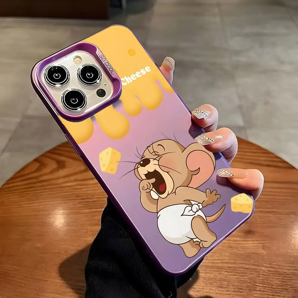 Cute Cartoon TomS JerryS Phone Case for For iPhone 16 Pro Max 15 14 Plus 12 13 X XS XR 11 Fashion Colorful Silver Cover