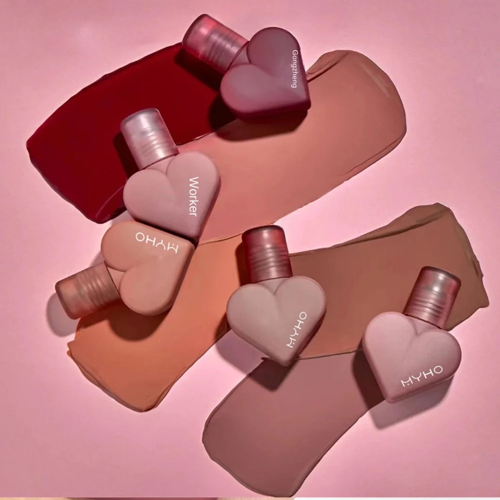 Водостойкий матовый нюдовый блеск для губ коричневая яркая темно-красная