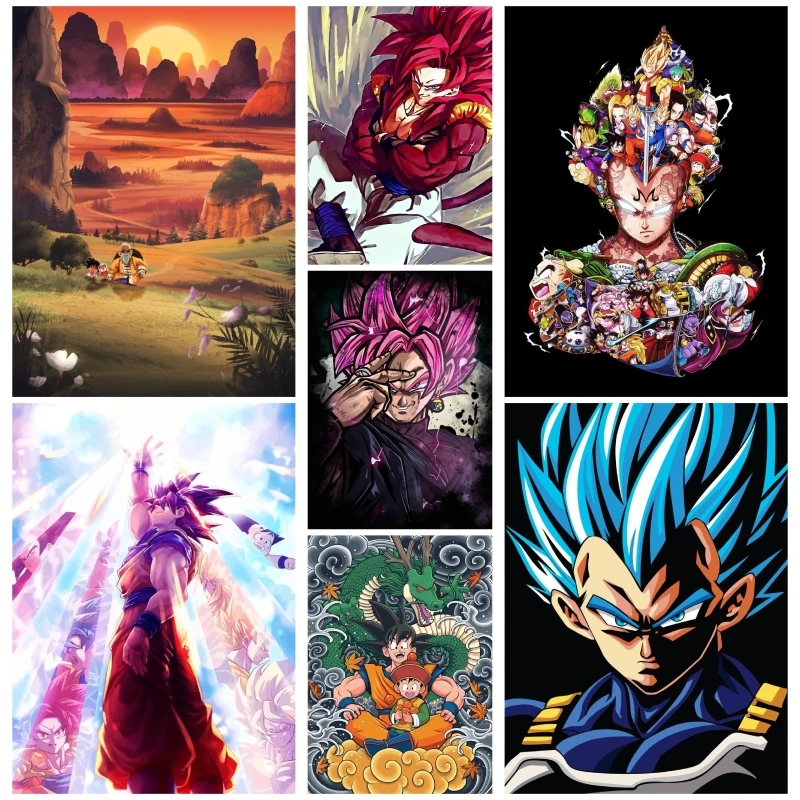 

Japan Classic Anime Dragon Ball Goku Poster Vegeta Canvas Painting Prints Home Decoration Wall Art Child Room Decor Christm Gift