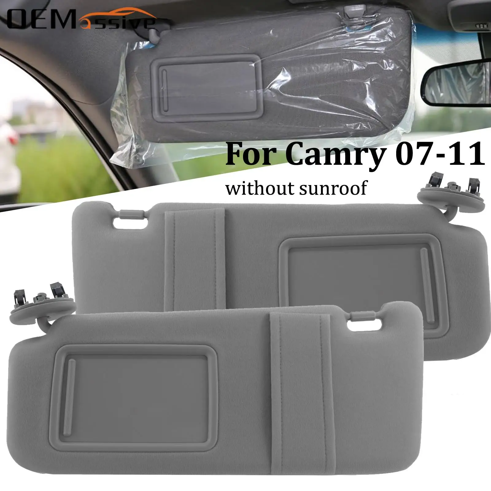 

2Pc Car Sun Visor Sunshade For Toyota Camry 2007-2011 without sunroof Driver Passenger side 2008 2009 2010 Right Left Organizer