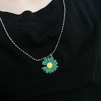 wholesale sunflower cute plastic women custom name girlfriends charm best friend daisy bead plant chain necklace for girl