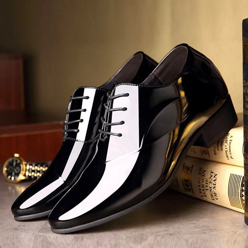 

Men Premium Patent Leather Shoes brown Wedding Shoes Size 38-48 Black Leather Low Top Soft Men Dress Shoes Solid Color 2023 New