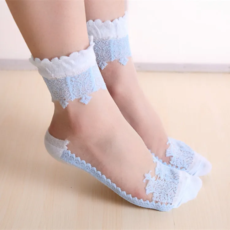 Lolita Women Invisible Lace Socks Thin Ladies Lace Boat Socks Hollow Non-slip Shallow Transparent Socks Women Cute Socks Kawaii