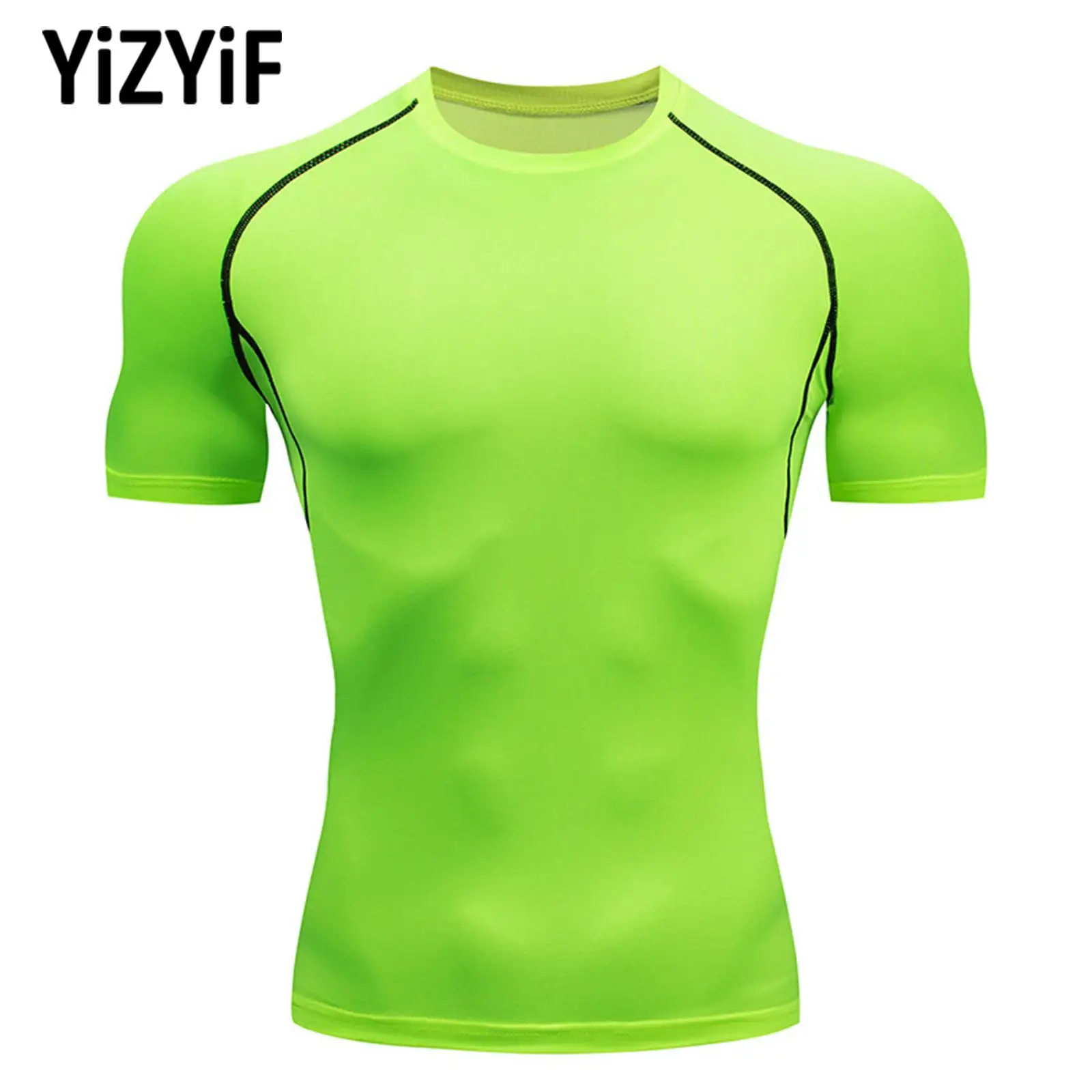 

Летние мужские футболки для бега, дышащая быстросохнущая Спортивная футболка для фитнеса, Спортивная футболка с коротким рукавом, облегающ...