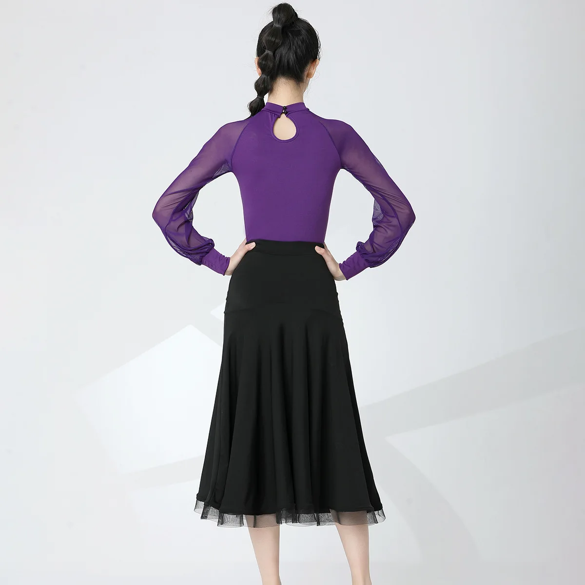 Женский боди с длинным рукавом и юбка для латиноамериканских танцев XS-L цвет в