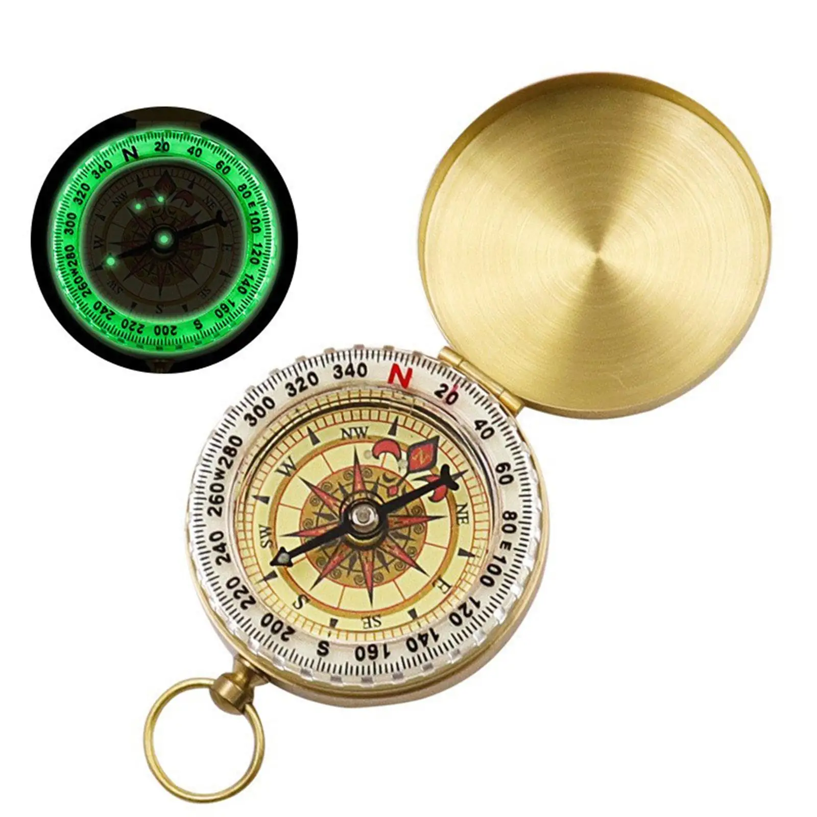 

High Quality Camping Hiking Pocket Brass Golden Compass Portable Compass Navigation for Outdoor Activities