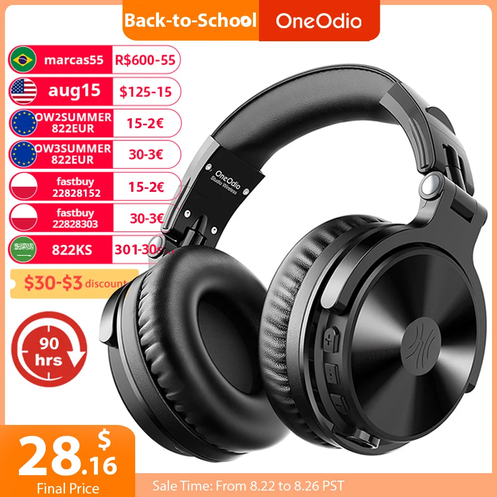 Oneodio Bluetooth Wireless Headphones With Microphone 90Hrs Foldable Over Ear Bluetooth 5.2 Headset For Mobile Phone PC Sports