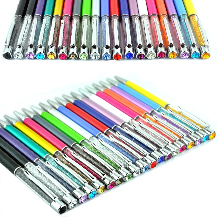 

10 шт./партия, металлическая шариковая ручка со стразами