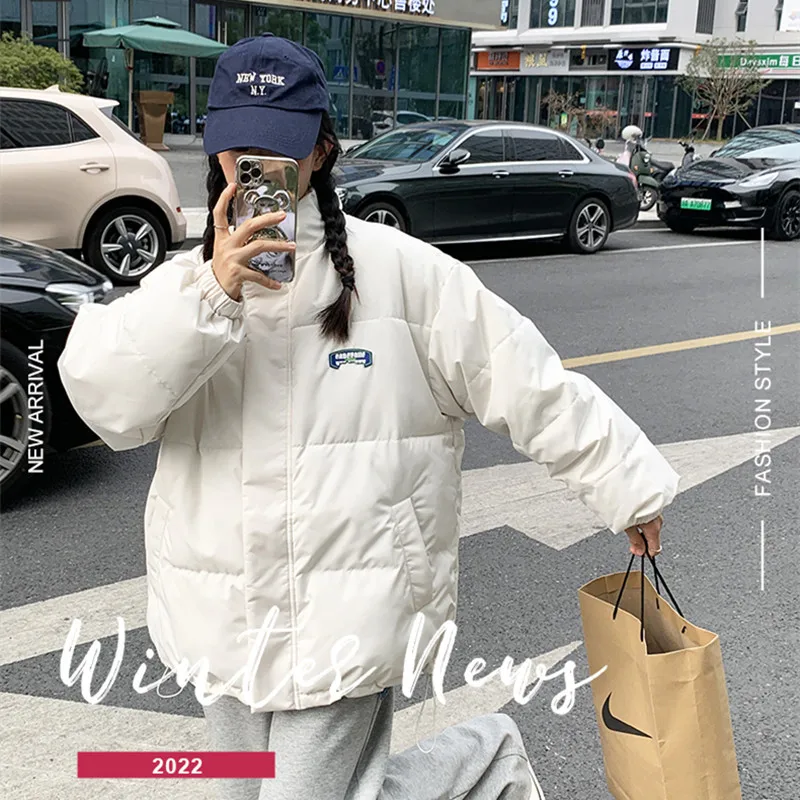 2022 Winter New Stand Collar Loose Lamb Fleece Cotton Jacket Women Wear Fleece Thickened Warm Jacket Women