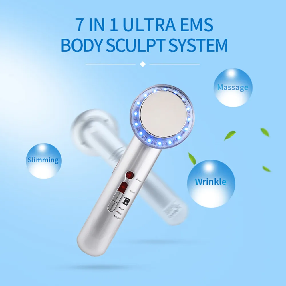 7 in 1 EMS Facial And Body Ultrasound Photon Galvanic Body Sculpt System Beauty Machine Mini Hifu Face Massagers Dropshipping