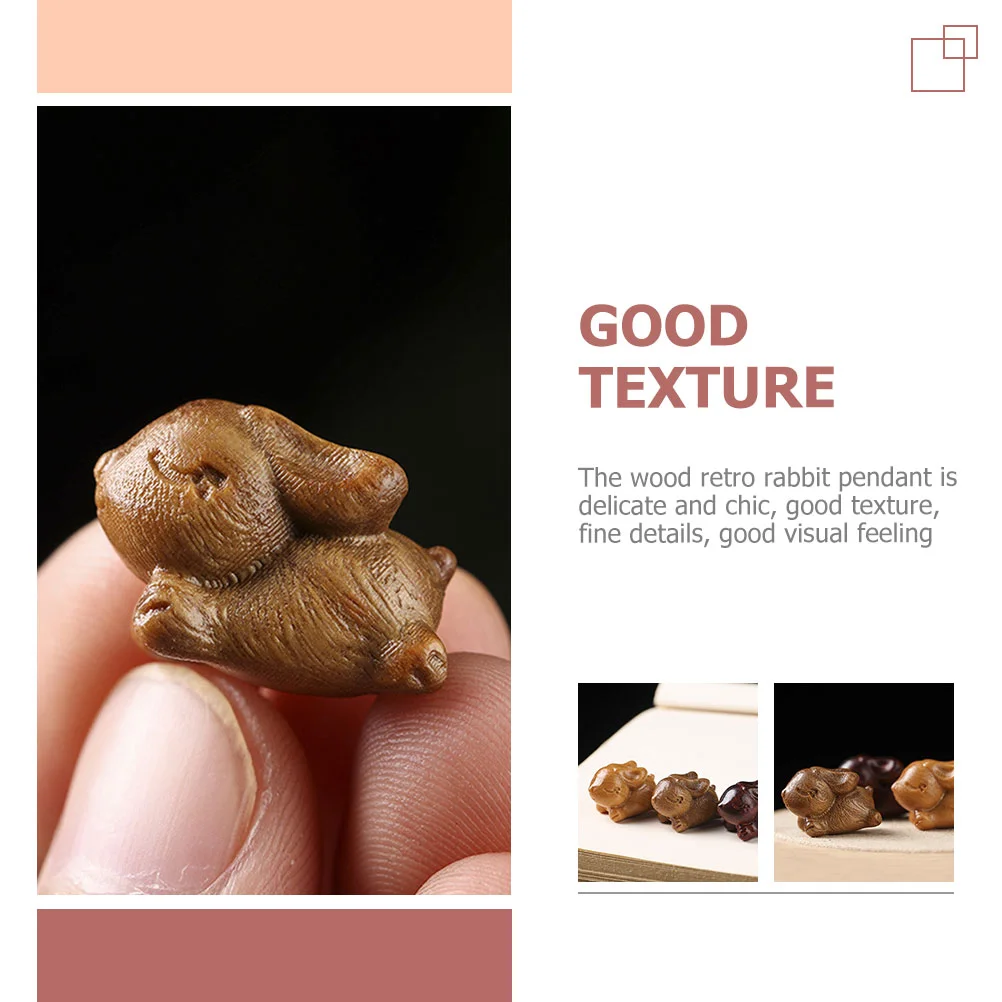 2 шт. китайские украшения мини кролик резьба по дереву винтажная деревянная