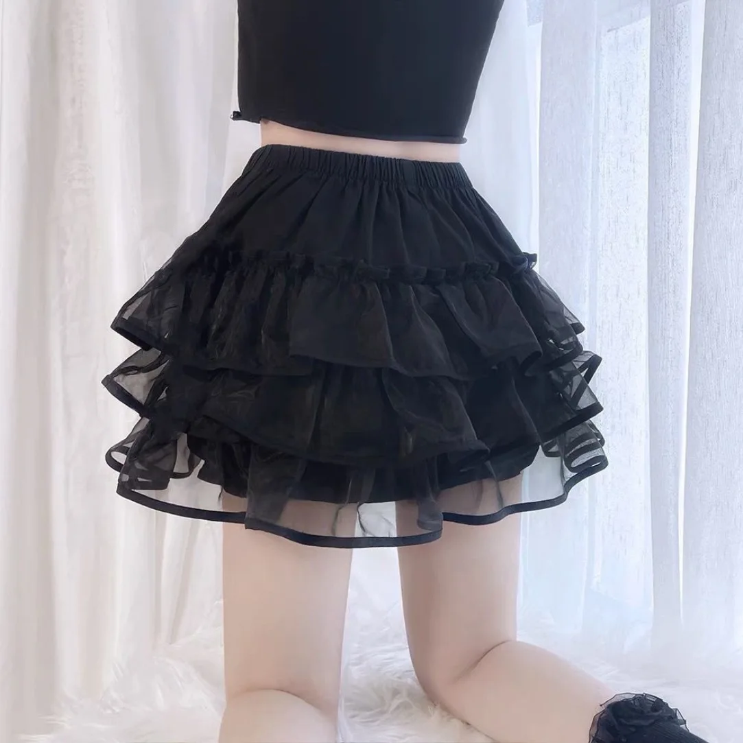 New Summer Pumpkin Cake Shorts Skirts Sweet Lolita Tiered Shorts Girls Cute Bow Lace  Short Pants Women  Ruffles Y2k Bloomers