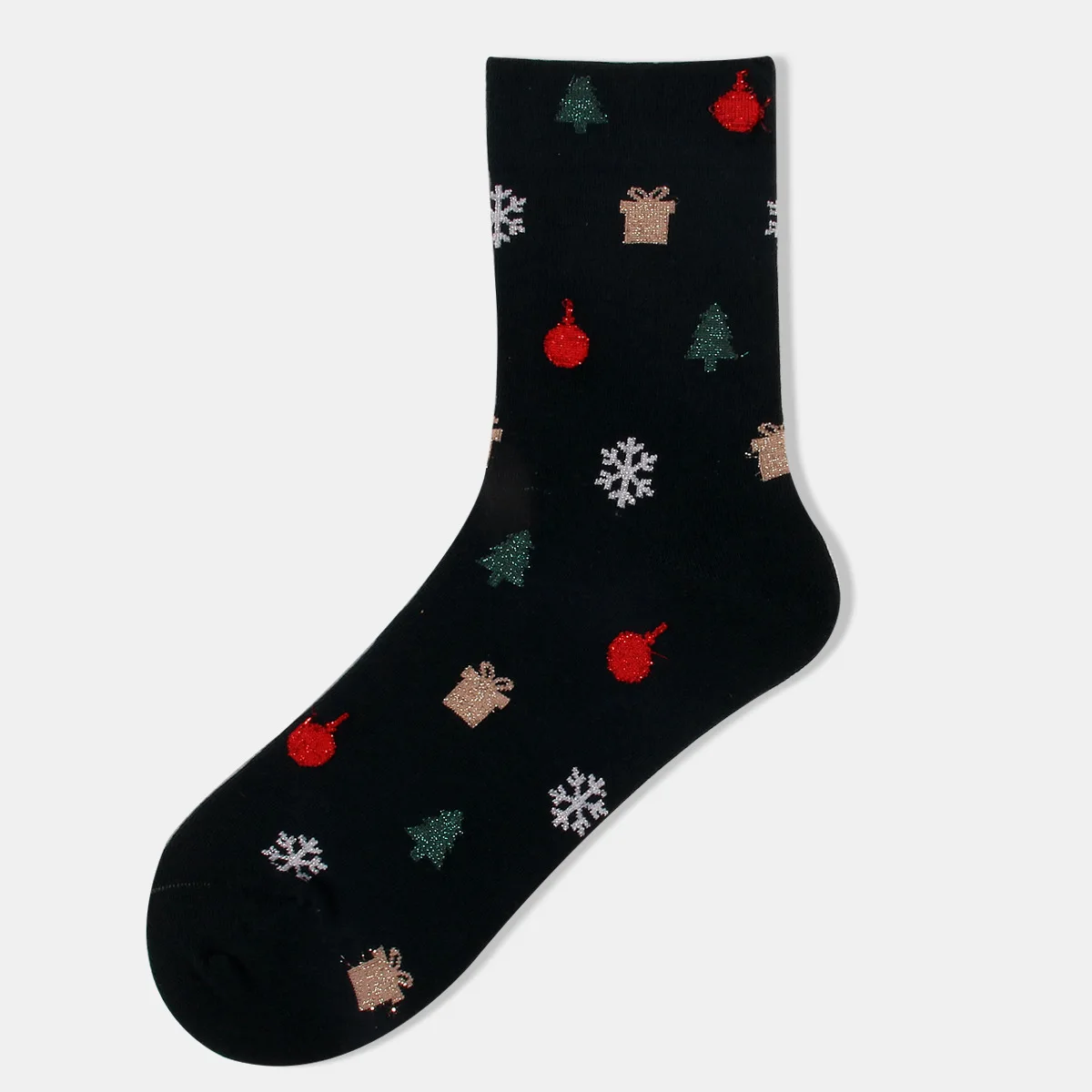12 Pairs of  New Mid-tube Christmas Tree Cotton Socks Sweat-absorbing Cute Jacquard Breathable Holiday Santa Claus Cotton Socks