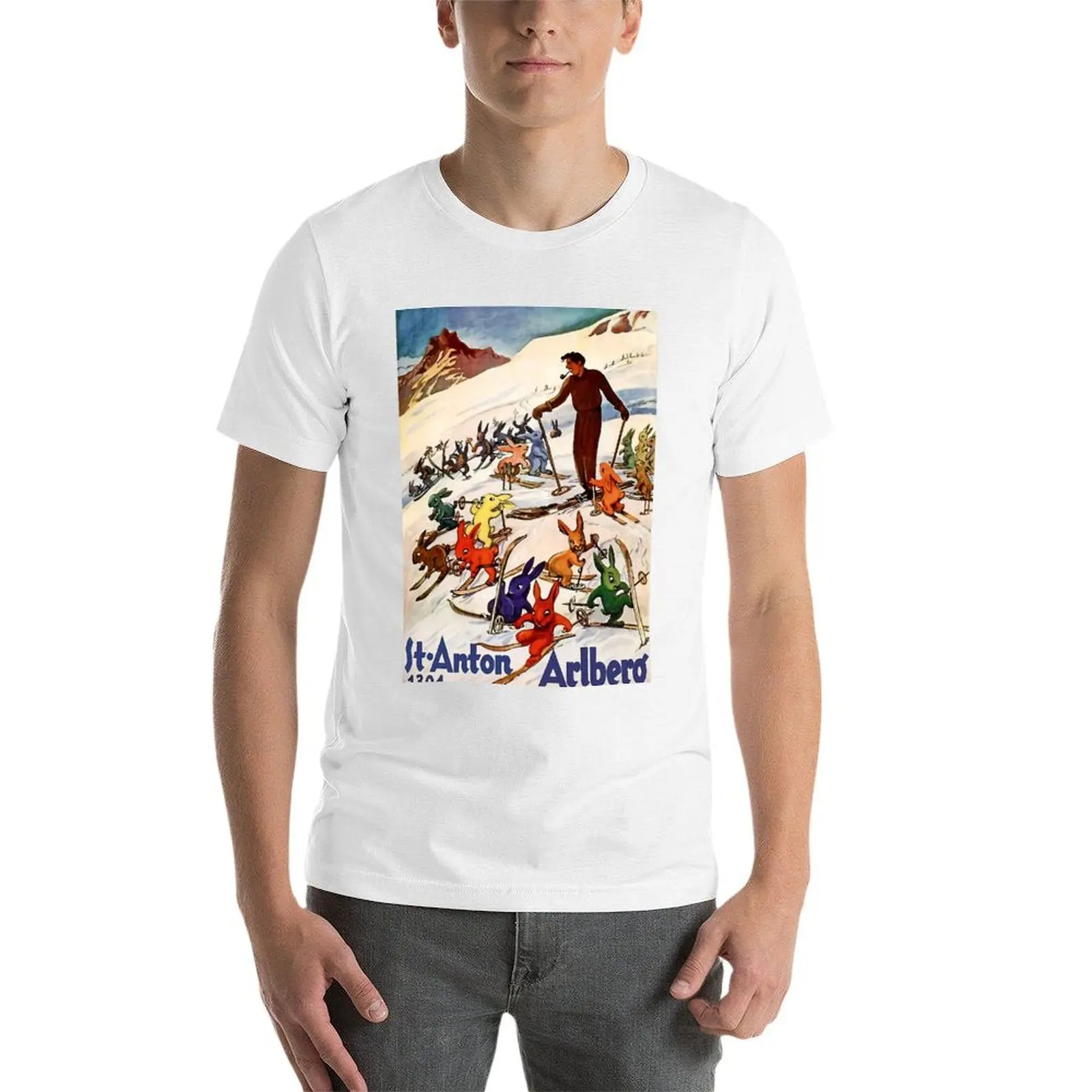 Футболка Rabbits Ski Saint Anton Arlberg рубашки с рисунком мужские футболки большие и высокие