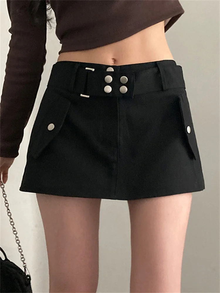

2023 New Sexy Korean Slim Mini Black Skirts with Sashes Y2K Fashion Preppy Style Straight Bottoms Solid Streetwear Casual Skirts