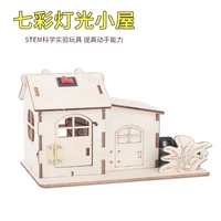color light cabins childrens puzzle toys diy scientific handmade small production model kit model building kits wood buildings