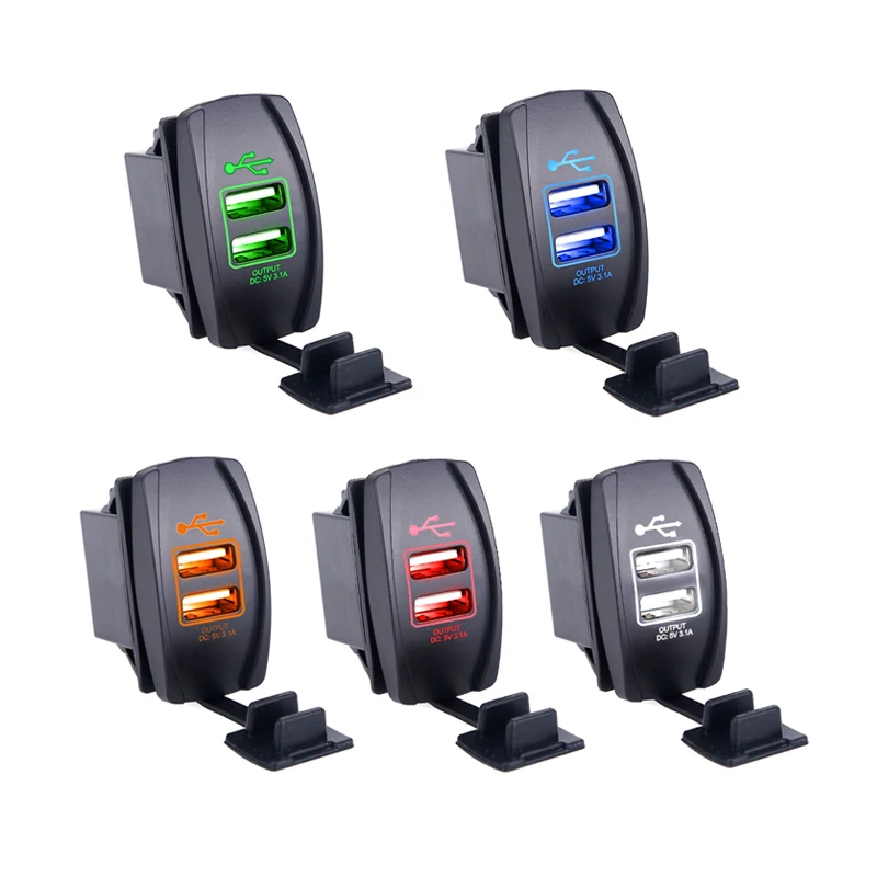 

Car Charger 5V 3.1A Waterproof Dustproof Dual USB Socket 12V-24V Fast Charging for Phone Motorcycle Boat Marine Truck Universal