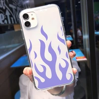 gykz cool purple pink flame fire pattern phone case for iphone 13 11 pro 12 xr x xs max se20 7 8 6plus clear soft tpu fundas