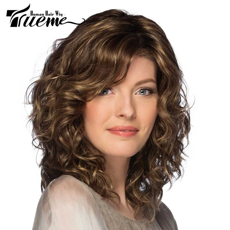 Highlight Curly Bob Lace Front Human Hair Wigs Colored Brazilian Hair Brown Lace Front Wig Bouncy Curls Lace Wigs For Women