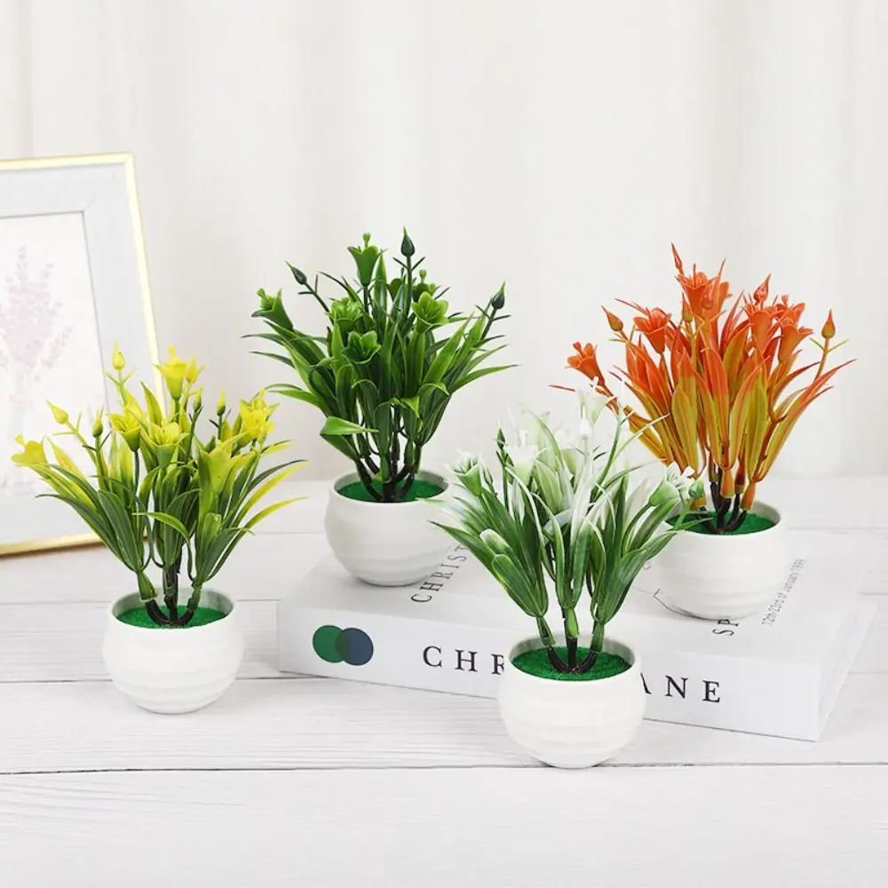 Женский цветок зеленое реалистичное растение в горшке модель имитация лилии