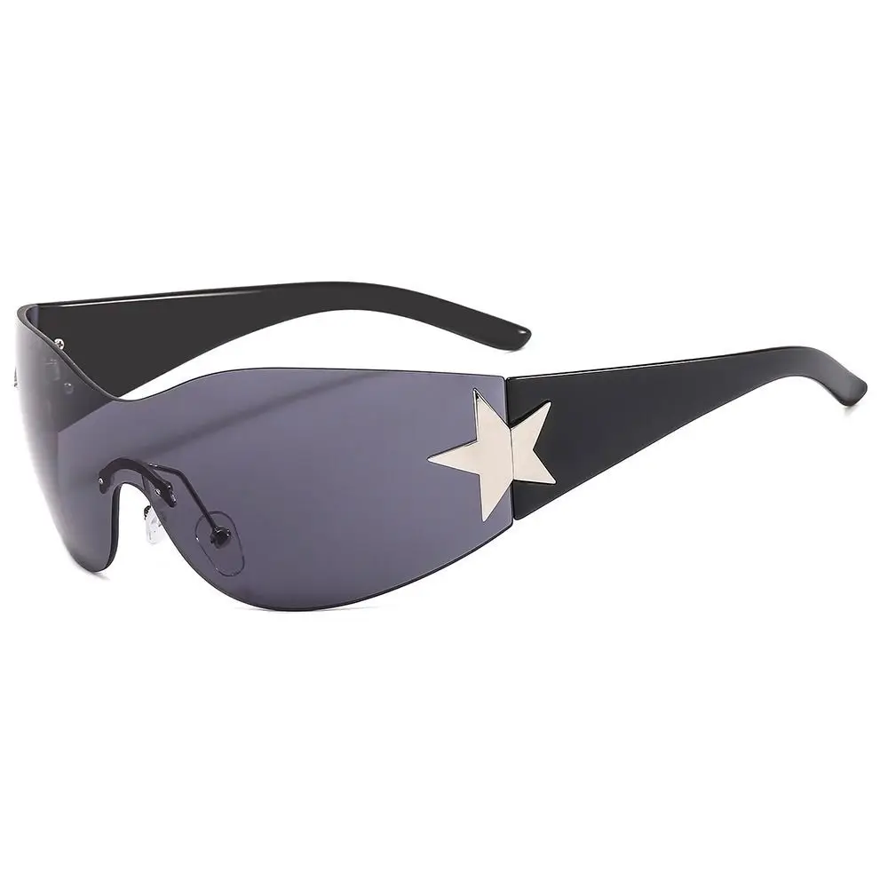 2023 Fashion Punk Y2K Sunglasses for Women Men Trendy Wrap Around Sun Glasses Shades Star Decoration Eyewear UV400 Goggles