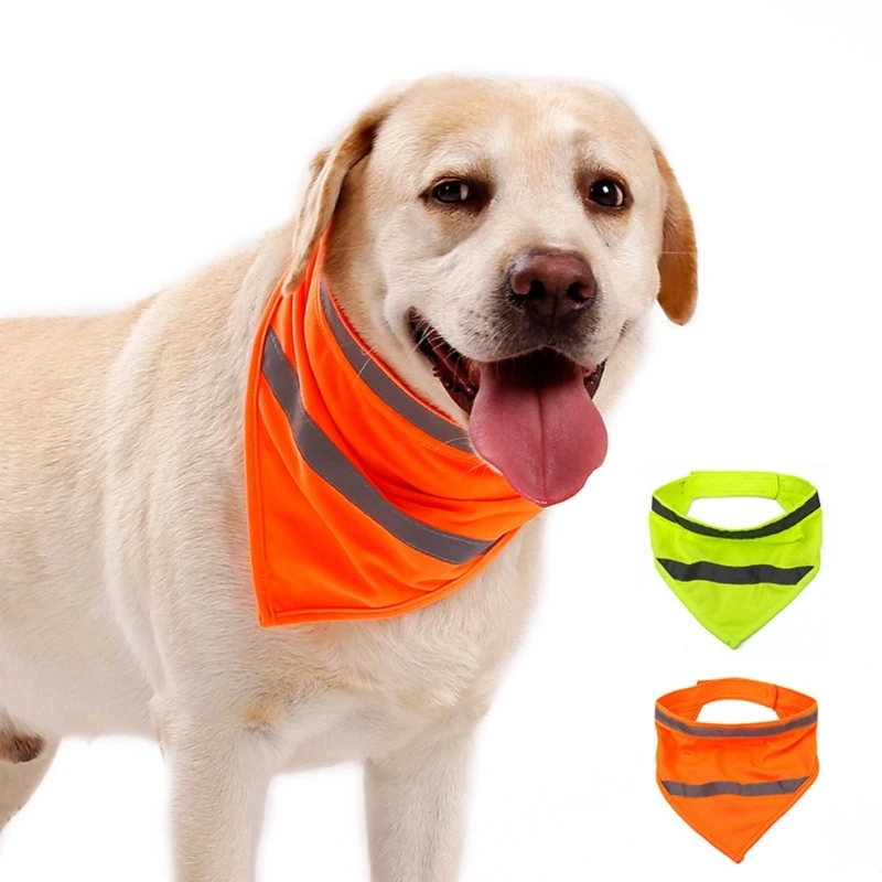 

Reflective Dog Bandanas Bib Safety Apparel for Most Dogs Easy Fastening Closure High Visibility Scarf for Night Walking Y5GB