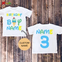 ice cream boy 2nd birthday party shirt girl shirts party shirt for child custom name shirt toddler baby gift 3rd kids summer tee