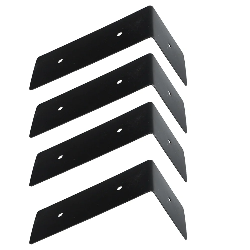 

4 Pcs Frame Angle Bracket Iron Baffle Stand Corner Brace Heavy Duty Shelving Shelf Floating Supporter Black