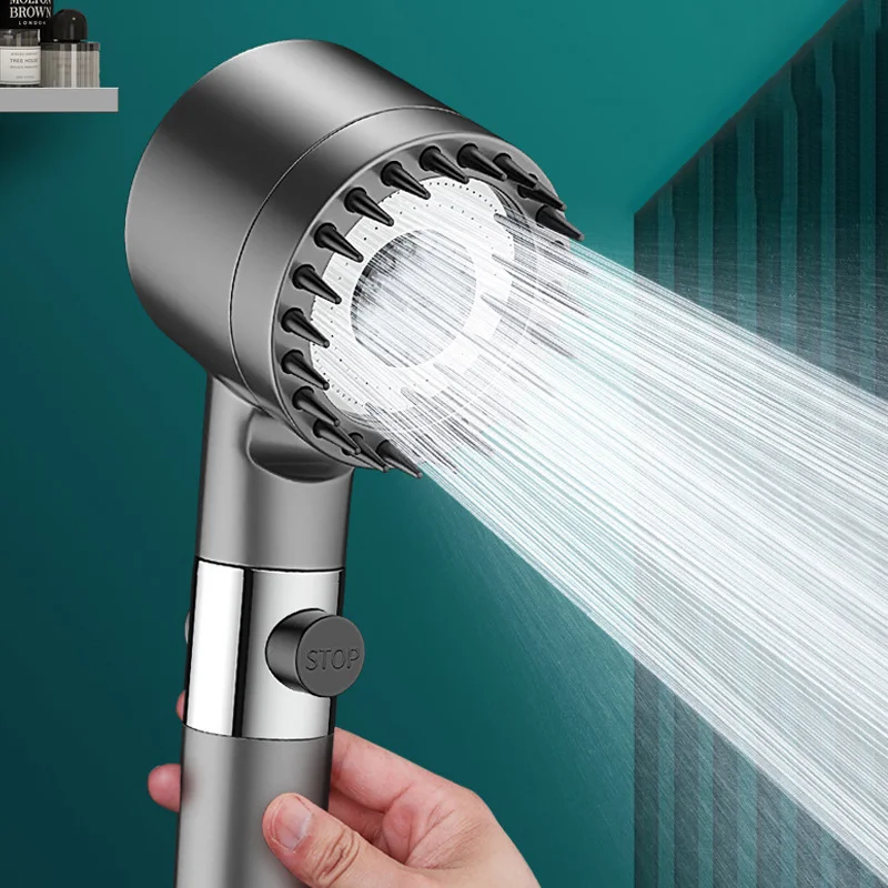 

High Pressure Shower Head 3 Modes Adjustable Showerheads With Filter Water Saving One-key Stop Spray Nozzle Bathroom Accessories