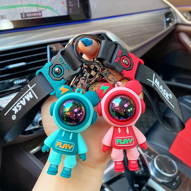 

Cartoon Lightning Bear Keychain Cute Astronaut Bear Doll Keyring Bag Pendant Couple Car Keyholder Bag Charm Accessories