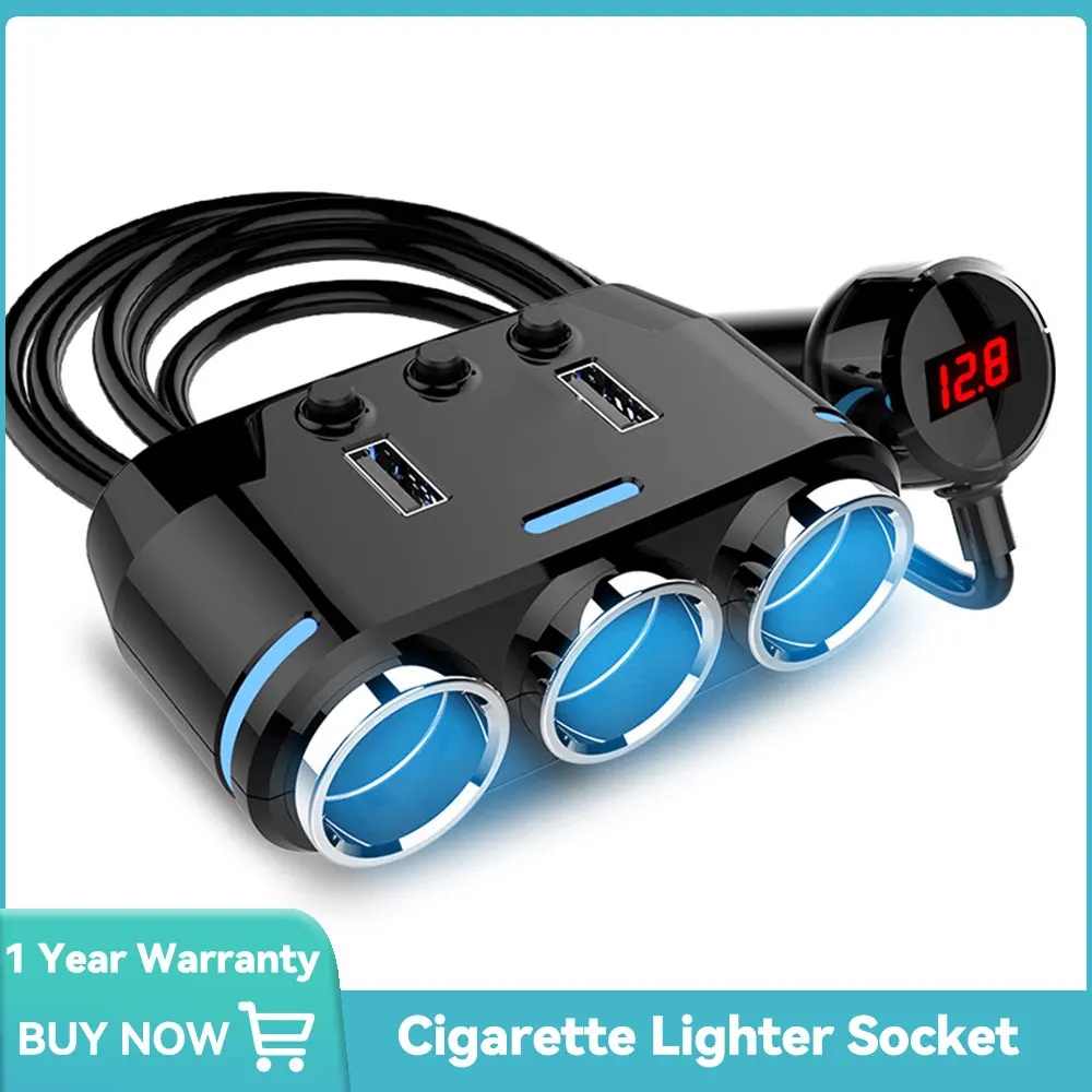 Car Cigarette Lighter Charger 2 USB Port 3 Way Socket Splitter DC 12~24V  Auto Power Adapter Plug Cigar Jack High Speed Charger