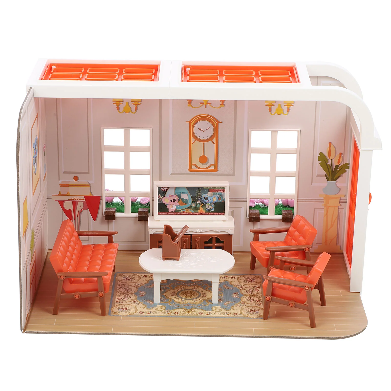 

1 Set Mini Living Room Scene Miniature House Kit with Furniture for Kids
