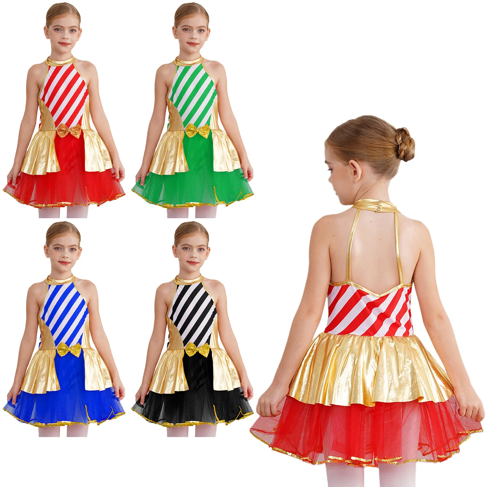 Детский рождественский костюм для выступлений девочек платье без рукавов с