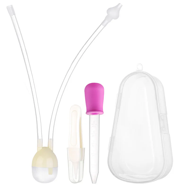Baby Mouth Suction Nasal Aspirator Medication Dropper Tweezer Set Nasal Mucus Cleaner Anti-reflux Silicone Booger Suction Pipe
