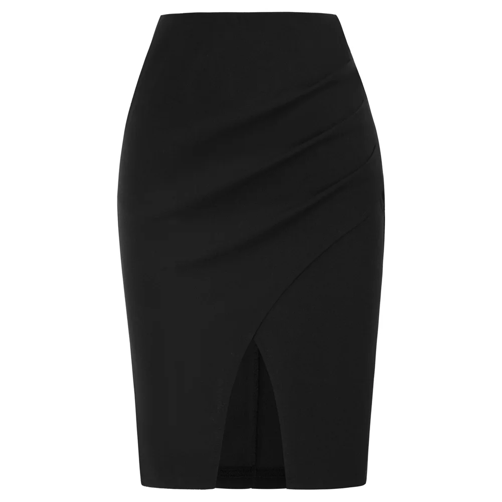 

BP Wear To Work Pencil Skirts For Women Elastic High Waist Vintage Wrap Front Skirt Elastic High Waist Ruched Bodycon Skirt A50