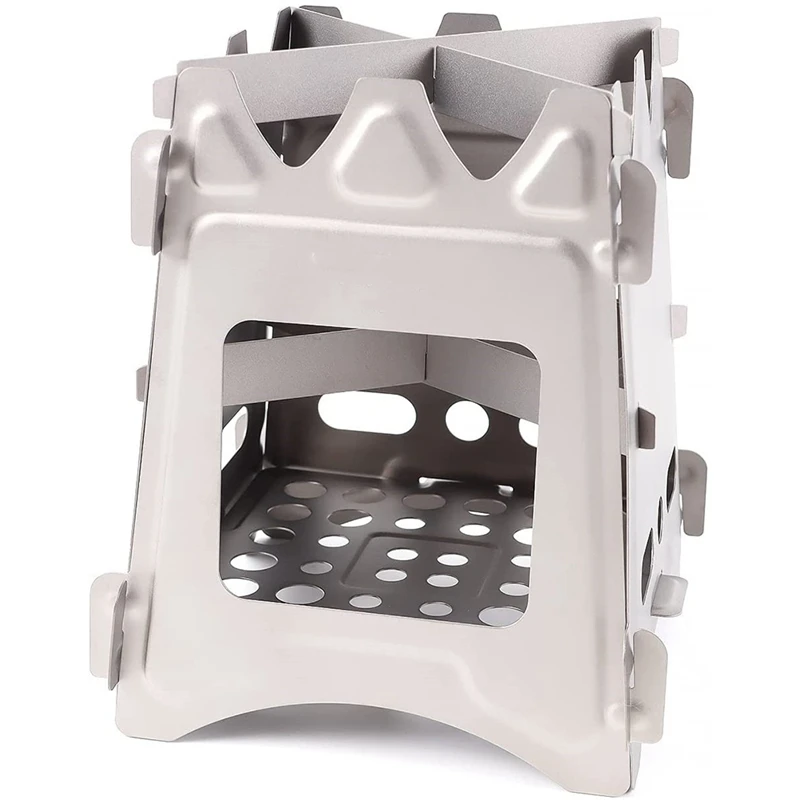 

304 Stainless Steel Wood Stove Camping Foldable Backpacking Stove Multi Survival Stove Can Hold Outdoor Stove