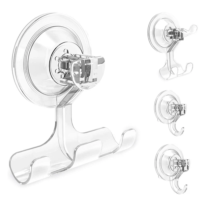 

Bathroom Suction Hooks, Reusable Shower Hook (4-Pack) Vacuum Suction Cup Hook - Razor Holder - Multi-Use