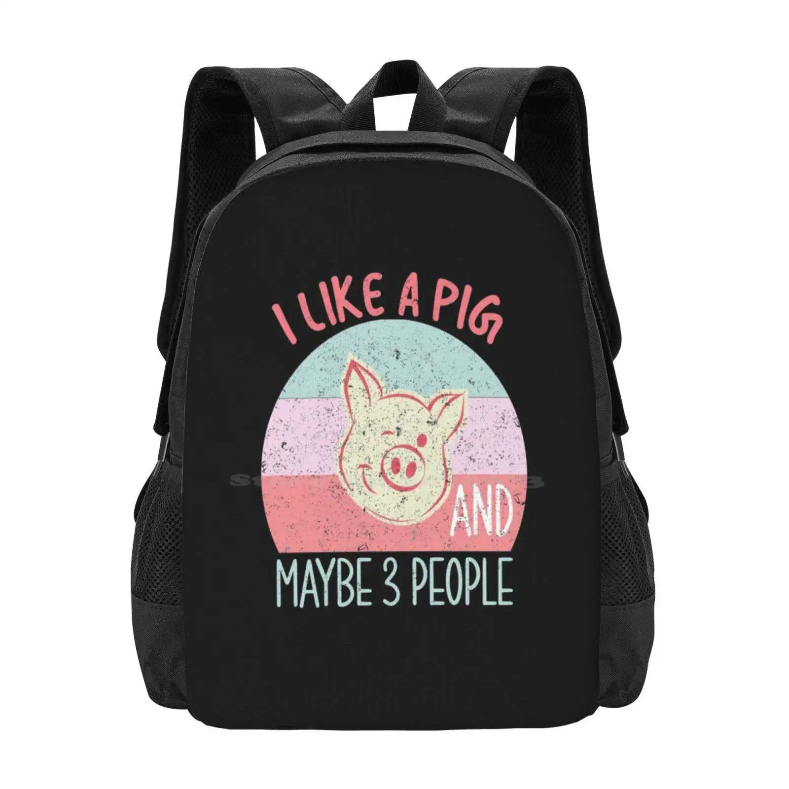 

I Like A Pig And Maybe Three People , Pig Vintage Backpacks For School Teenagers Girls Travel Bags Pig Vintage Pig Saying Pig